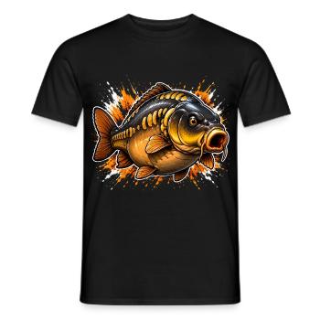 Explosive Mirror Carp Fishing Design - Men's T-Shirt - black - Front - AI Model Male 178 light (178cm)