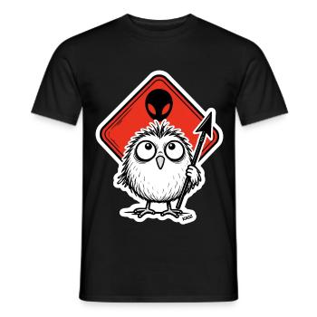 Hibou avec un signe extraterrestre - T-shirt homme - noir - Devant - AI Model Male 178 light (178cm)