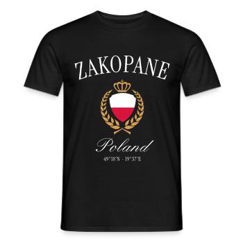 Zakopane Polen Wappen Krone – Reise Souvenir - Männer T-Shirt - Schwarz - Vorne - AI Model Male 178 light (178cm)
