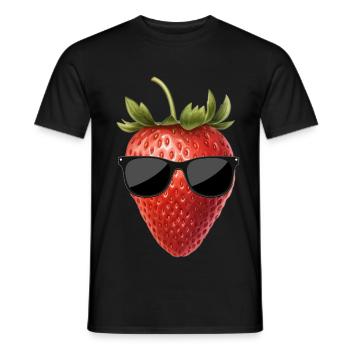 Fraise avec lunettes de soleil - T-shirt homme - noir - Devant - AI Model Male 178 light (178cm)