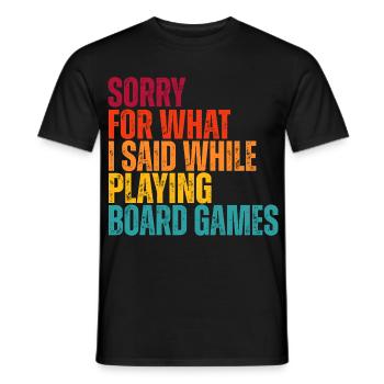 Désolé pour ce que j’ai dit : jeux de société - T-shirt homme - noir - Devant - AI Model Male 178 light (178cm)