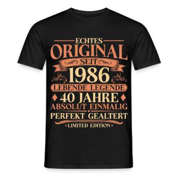 40. Geburtstag Echtes Original 1986 Vintage - Männer T-Shirt - Schwarz - Vorne - AI Model Male 178 light (178cm)
