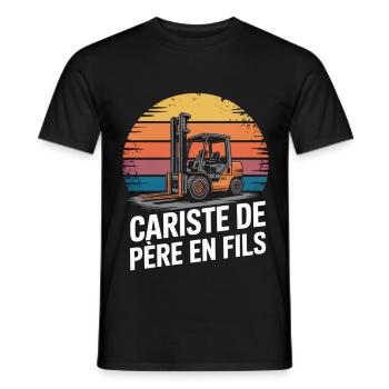 Humour Cariste De Père En Fils Cadeau Métier  - T-shirt homme - noir - Devant - AI Model Male 178 light (178cm)