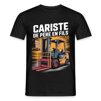 T-Shirt Cariste Famille Logistique Héritage Métier - T-shirt homme - noir - Devant - AI Model Male 178 light (178cm)
