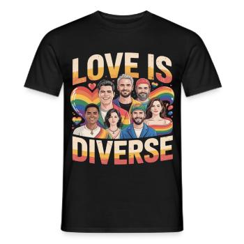 Love Is Diverse Pride Regenbogen - Männer T-Shirt - Schwarz - Vorne - AI Model Male 178 light (178cm)