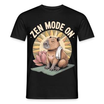 Capybara T-Shirt Zen Mode On - Männer T-Shirt - Schwarz - Vorne - AI Model Male 178 light (178cm)