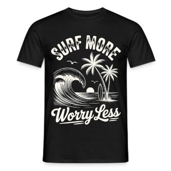 Surfez plus, inquiétez-vous, moins de vagues de vacances d’été - T-shirt homme - noir - Devant - AI Model Male 178 light (178cm)