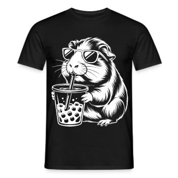Guinea pig with sunglasses - Men's T-Shirt - black - Front - AI Model Male 178 light (178cm)
