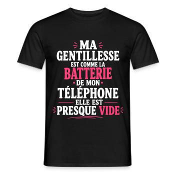 gentillesse vide Cadeau humour personnalisé - T-shirt homme - noir - Devant - AI Model Male 178 light (178cm)