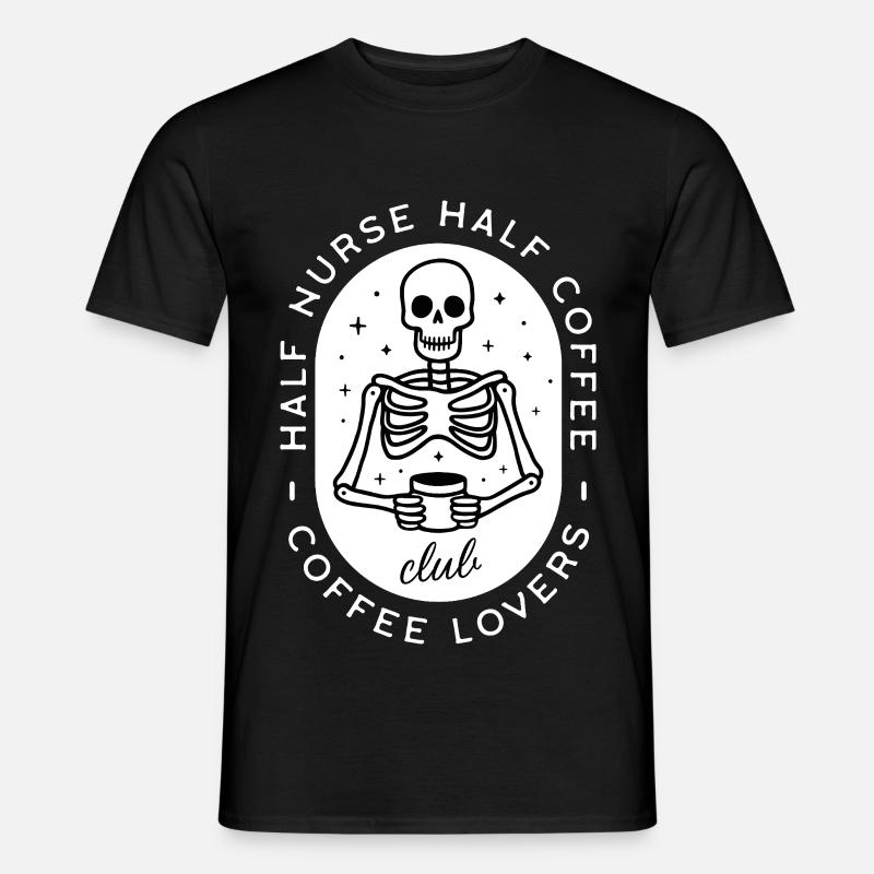 Krankenschwester Kaffee pflegt dunklen Humor-Skelett - Männer T-Shirt - Schwarz
