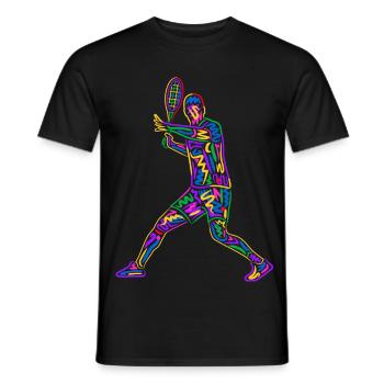 Bunter Tennisspieler Kinder Herren Tennis Jungen - Männer T-Shirt - Schwarz - Vorne - AI Model Male 178 light (178cm)