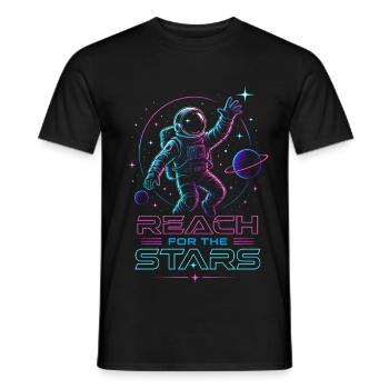 Astronaut "Reach for the Stars" | Space - Men's T-Shirt - black - Front - AI Model Male 178 light (178cm)