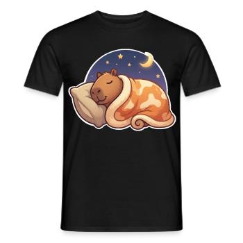 Capybara Sleeping - Men's T-Shirt - black - Front - AI Model Male 178 light (178cm)