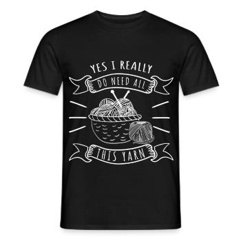 Christmas Yarn Addict – I need the yarn - Men's T-Shirt - black - Front - AI Model Male 178 light (178cm)