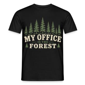 Écologie Écologiste Mon bureau est la forêt - T-shirt homme - noir - Devant - AI Model Male 178 light (178cm)
