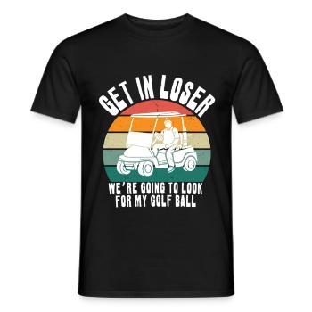 Retro Golf Cart Sunset - Men's T-Shirt - black - Front - AI Model Male 178 light (178cm)