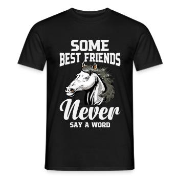  Percheron Never say a Word Horse Riding - Men's T-Shirt - black - Front - AI Model Male 178 light (178cm)