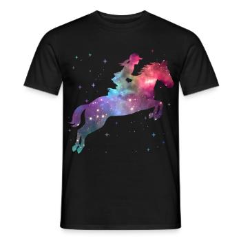 Horse Riding Rider Space Girl Horses - Men's T-Shirt - black - Front - AI Model Male 178 light (178cm)