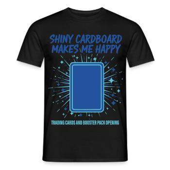 Shiny Cardboard Makes Me Happy Trading Cards - Men's T-Shirt - black - Front - AI Model Male 178 light (178cm)