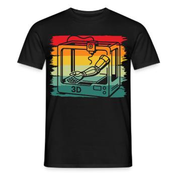 Retro Vintage 3D Drucker Roboterarm Maker - Männer T-Shirt - Schwarz - Vorne - AI Model Male 178 light (178cm)