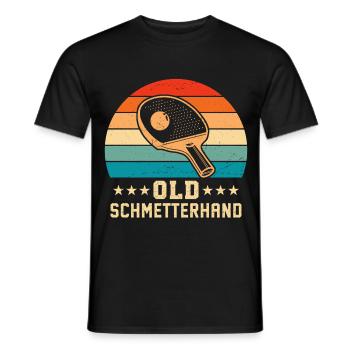 Old Schmetterhand Retro Tischtennis  - Männer T-Shirt - Schwarz - Vorne - AI Model Male 178 light (178cm)