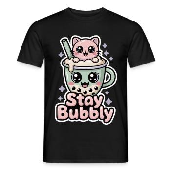 Bubble Tea T-Shirt Stay Bubbly Kawaii  - Männer T-Shirt - Schwarz - Vorne - AI Model Male 178 light (178cm)