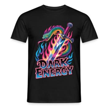 Snake Sword Shirt – Neon Fantasy Design - Men's T-Shirt - black - Front - AI Model Male 178 light (178cm)