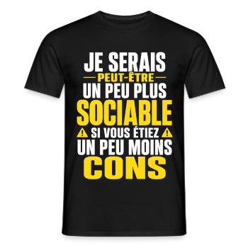pas sociable Cadeau humour personnalisé - T-shirt homme - noir - Devant - AI Model Male 178 light (178cm)