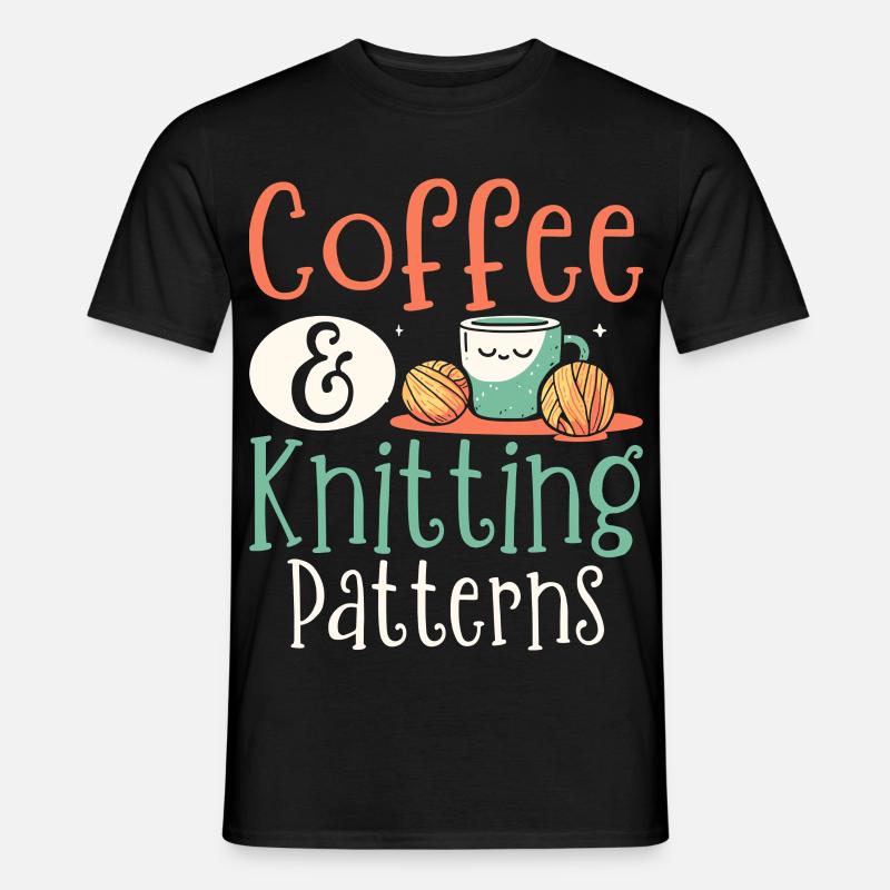 Kaffee Stricken Strickerin - Männer T-Shirt - Schwarz