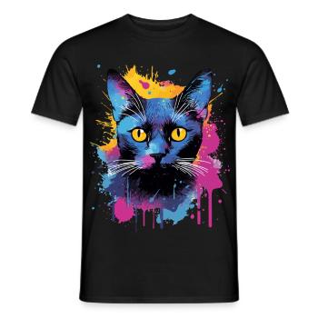 Splash Art Bombay Katzengesicht Bunt - Männer T-Shirt - Schwarz - Vorne - AI Model Male 178 light (178cm)