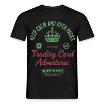 Keep Calm And Open Packs Trading Card Adventures - Men's T-Shirt - black - Front - AI Model Male 178 light (178cm)
