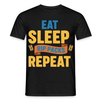 Eat Sleep Rip Packs Wiederholender Sammelkarten-Sammler - Männer T-Shirt - Schwarz - Vorne - AI Model Male 178 light (178cm)