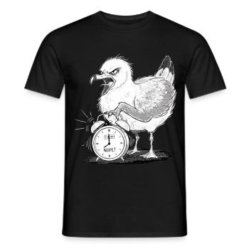Möwe Wecker Morgenmuffel Lustig - Männer T-Shirt - Schwarz - Vorne - AI Model Male 178 light (178cm)