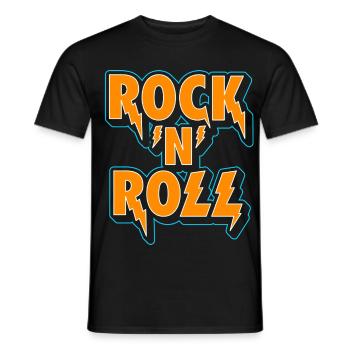 Rock 'n' Roll typografisches 3D-Logo - Männer T-Shirt - Schwarz - Vorne - AI Model Male 178 light (178cm)