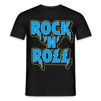 Rock 'n' Roll typografisches 3D-Logo - Männer T-Shirt - Schwarz - Vorne - AI Model Male 178 light (178cm)