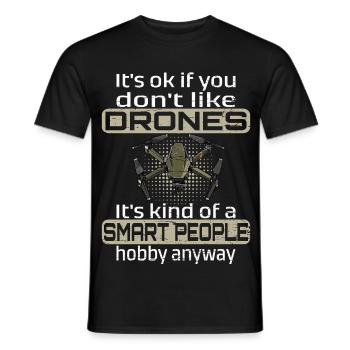 Drones FAQ Drones Questions T-Shirt Quadcopter - Men's T-Shirt - black - Front - AI Model Male 178 light (178cm)