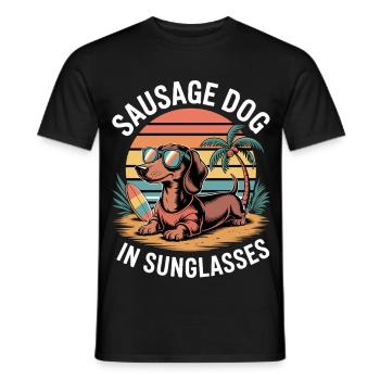 Teckel de plage - T-shirt homme - noir - Devant - AI Model Male 178 light (178cm)