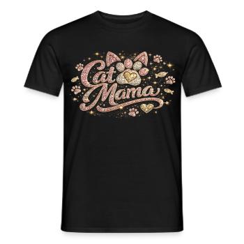 Cat Mama Paillettes Or Rose - Strass et Diamants C - T-shirt homme - noir - Devant - AI Model Male 178 light (178cm)