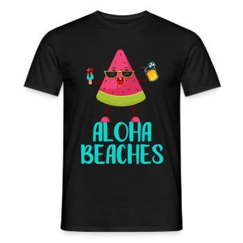 Vacances fraîches de pastèques à Aloha Beaches Été - T-shirt homme - noir - Devant - AI Model Male 178 light (178cm)