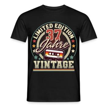 Cassette vintage du 37e anniversaire - T-shirt homme - noir - Devant - AI Model Male 178 light (178cm)
