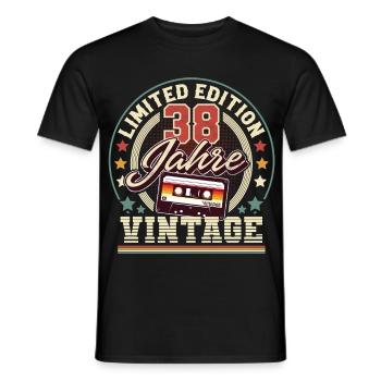 38. Geburtstag Vintage kassette - Männer T-Shirt - Schwarz - Vorne - AI Model Male 178 light (178cm)