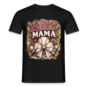 Baseball Mom Bow Leopard Mother's Day Sports - Men's T-Shirt - black - Front - AI Model Male 178 light (178cm)