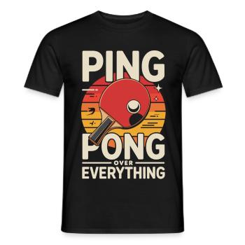 Ping Pong T-Shirt – Retro Table Tennis Motif - Men's T-Shirt - black - Front - AI Model Male 178 light (178cm)