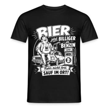 Bier Jetzt Billiger Als Benzin - Fahr Nicht Fort - Männer T-Shirt - Schwarz - Vorne - AI Model Male 178 light (178cm)