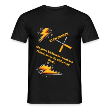 Elektriker T-Shirt Lustiges Geschenk Beruf Humor!! - Männer T-Shirt - Schwarz - Vorne - AI Model Male 178 light (178cm)