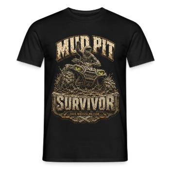 ATV Quad Driver Quad Survivant dans la fosse de boue - T-shirt homme - noir - Devant - AI Model Male 178 light (178cm)