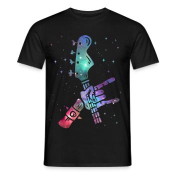 Gitarrist Gitarrenspieler Weltraum Kinder Gitarre - Männer T-Shirt - Schwarz - Vorne - AI Model Male 178 light (178cm)