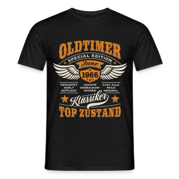 Oldtimer Juni 1966 | Geburtstag Geschenk - Männer T-Shirt - Schwarz - Vorne - AI Model Male 178 light (178cm)