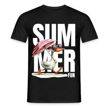 Summer duck with parasol & glasses - Men's T-Shirt - black - Front - AI Model Male 178 light (178cm)