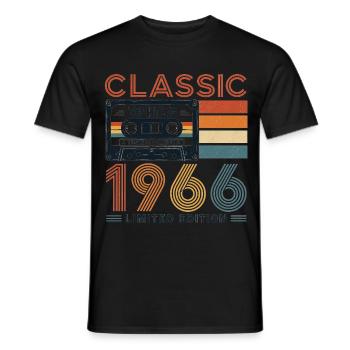 Original 1966 Tshirt Vintage Birthday Cassette - Men's T-Shirt - black - Front - AI Model Male 178 light (178cm)